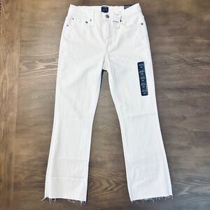 J.Crew Mid-Rise Flare Crop Jeans Signature Stretch White Denim Wmns Size 26 BNWT